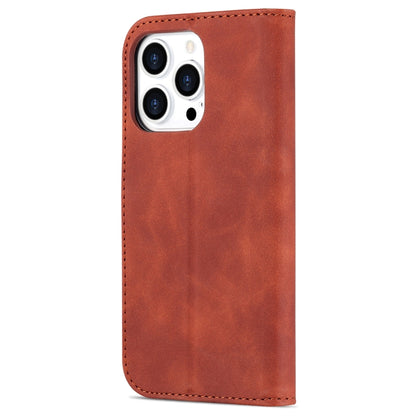 For iPhone 14 Pro AZNS Skin Feel Calf Texture Horizontal Flip Leather Case(Brown) - iPhone 14 Pro Cases by AZNS | Online Shopping UK | buy2fix