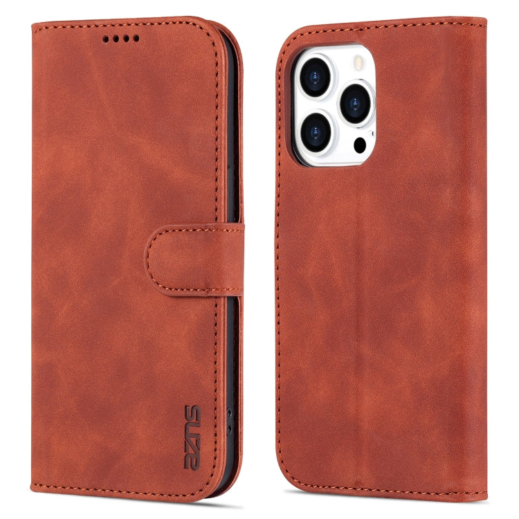 For iPhone 14 Pro Max AZNS Skin Feel Calf Texture Horizontal Flip Leather Case (Brown) - iPhone 14 Pro Max Cases by AZNS | Online Shopping UK | buy2fix