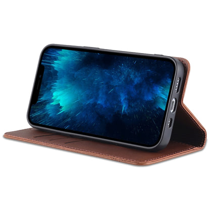 For iPhone 14 AZNS Magnetic Calf Texture Flip Leather Phone Case (Dark Brown) - iPhone 14 Cases by AZNS | Online Shopping UK | buy2fix