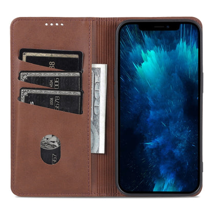 For iPhone 14 AZNS Magnetic Calf Texture Flip Leather Phone Case (Dark Brown) - iPhone 14 Cases by AZNS | Online Shopping UK | buy2fix