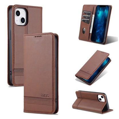 For iPhone 14 Plus AZNS Magnetic Calf Texture Flip Leather Phone Case (Dark Brown) - iPhone 14 Plus Cases by AZNS | Online Shopping UK | buy2fix