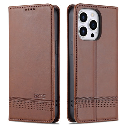 For iPhone 14 Pro Max AZNS Magnetic Calf Texture Flip Leather Phone Case (Dark Brown) - iPhone 14 Pro Max Cases by AZNS | Online Shopping UK | buy2fix
