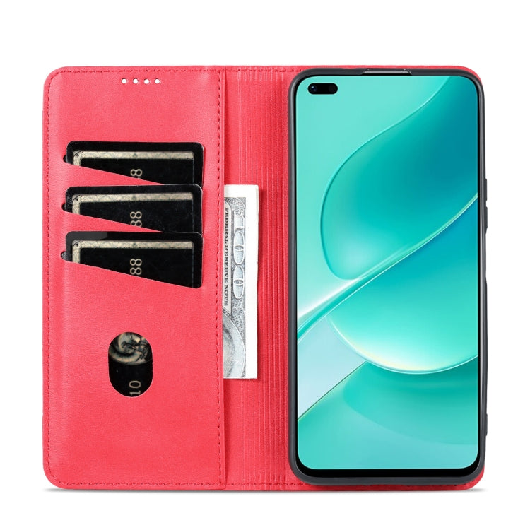 For Huawei nova 9z 5G AZNS Magnetic Calf Texture Leather Phone Case(Red) - Huawei Cases by AZNS | Online Shopping UK | buy2fix