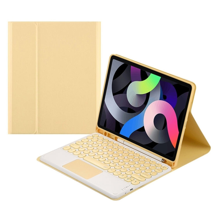 Round Cap Bluetooth Keyboard Leather Case with Pen Slot & Touchpad For Samsung Galaxy Tab S7(Yellow) by buy2fix