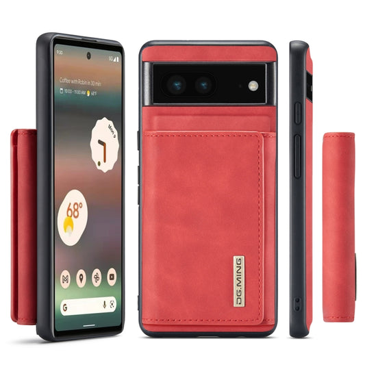 For Google Pixel 6A DG.MING M1 Series 3-Fold Multi Card Wallet + Magnetic Phone Case(Red) by DG.MING