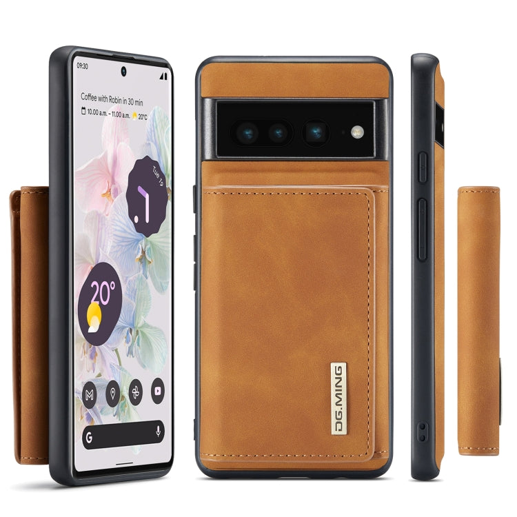 For Google Pixel 7 Pro 5G DG.MING M1 Series 3-Fold Multi Card Wallet + Magnetic Phone Case(Brown) - Google Cases by DG.MING | Online Shopping UK | buy2fix