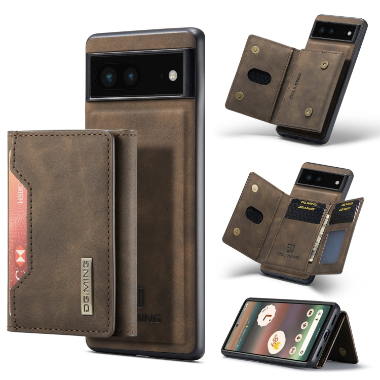 For Google Pixel 6A DG.MING M2 Series 3-Fold Multi Card Bag Phone Case(Coffee) - Google Cases by DG.MING | Online Shopping UK | buy2fix