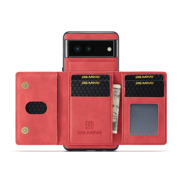 For Google Pixel 6A DG.MING M2 Series 3-Fold Multi Card Bag Phone Case(Red) - Google Cases by DG.MING | Online Shopping UK | buy2fix