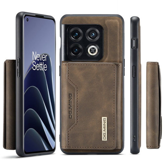 For OnePlus 10 Pro DG.MING M2 Series 3-Fold Multi Card Bag Phone Case(Coffee) by DG.MING