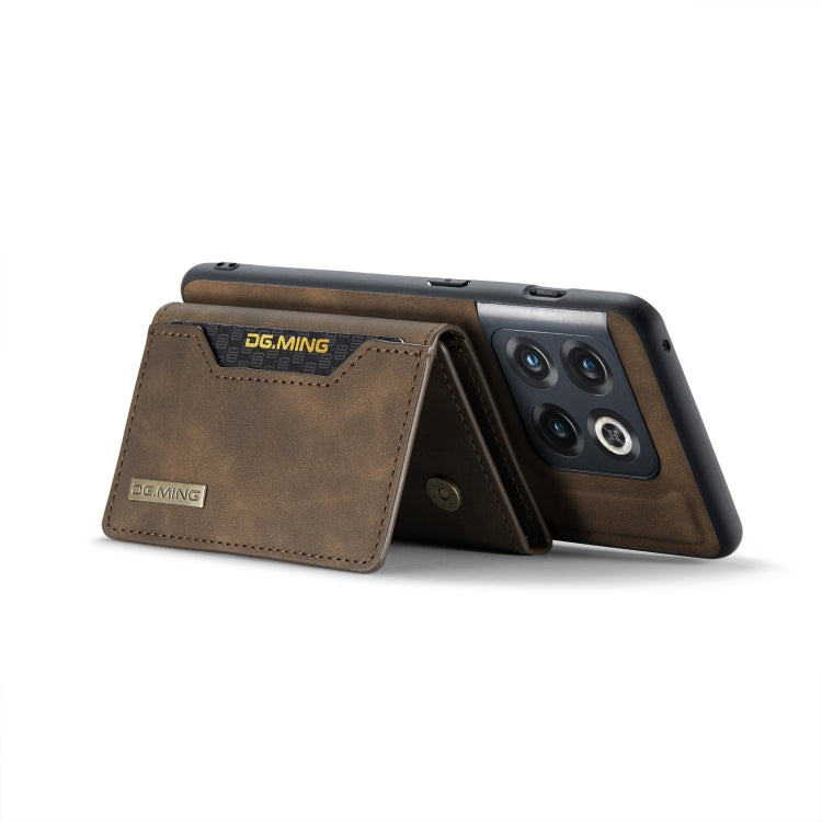 For OnePlus 10 Pro DG.MING M2 Series 3-Fold Multi Card Bag Phone Case(Coffee) by DG.MING