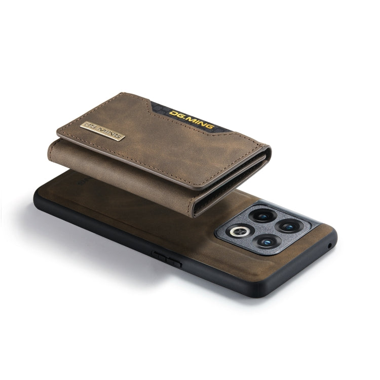 For OnePlus 10 Pro DG.MING M2 Series 3-Fold Multi Card Bag Phone Case(Coffee) by DG.MING