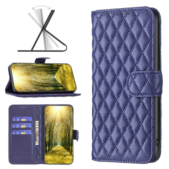 For Samsung Galaxy A03 166mm EU Version Diamond Lattice Wallet Leather Flip Phone Case(Blue)
