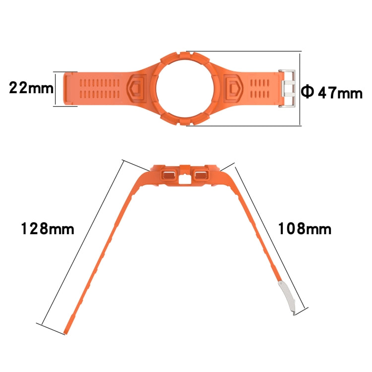 For Samsung Galaxy Watch4 44mm Silicone Integrated Watch Band(Orange) - Watch Bands by buy2fix | Online Shopping UK | buy2fix