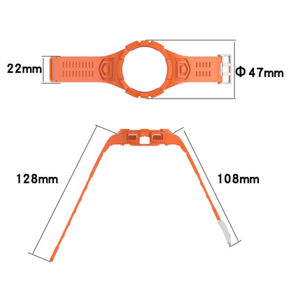 For Samsung Galaxy Watch4 44mm Silicone Integrated Watch Band(Orange) - Watch Bands by buy2fix | Online Shopping UK | buy2fix