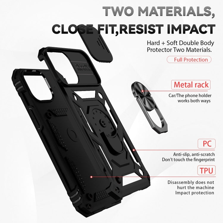 For iPhone 14 Plus Sliding Camshield Holder Phone Case (Black) by buy2fix