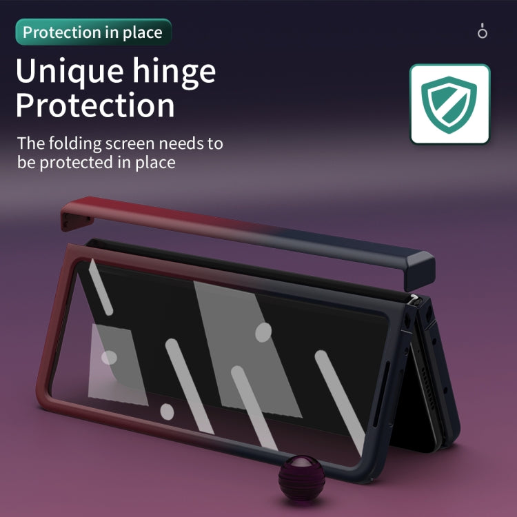 For Samsung Galaxy Z Fold4 Colorful Gradient Tempered Film Integrated Phone Case(Blue Red) - Galaxy Phone Cases by buy2fix | Online Shopping UK | buy2fix