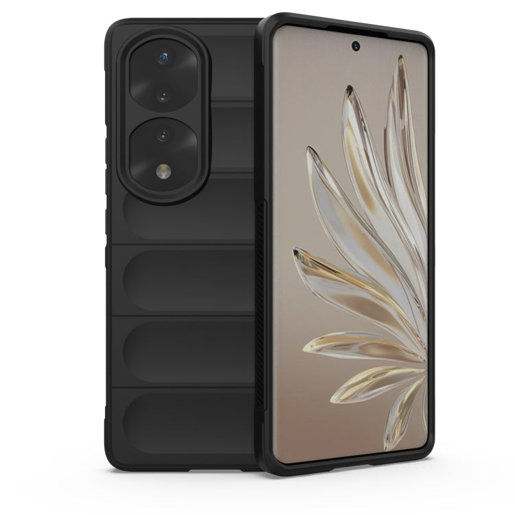 For Honor 70 Pro 5G Magic Shield TPU + Flannel Phone Case(Black) - Honor Cases by buy2fix | Online Shopping UK | buy2fix