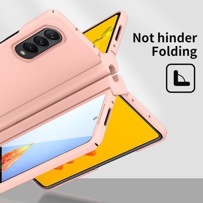 For Samsung Galaxy Z Fold4 Macaron Hinge Phone Case with Stylus Pen Fold Edition & Protective Film(Pink) - Galaxy Phone Cases by buy2fix | Online Shopping UK | buy2fix