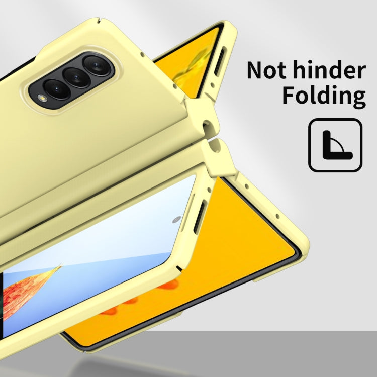 For Samsung Galaxy Z Fold4 Macaron Hinge Phone Case with Stylus Pen Fold Edition & Protective Film(Yellow) - Galaxy Phone Cases by buy2fix | Online Shopping UK | buy2fix