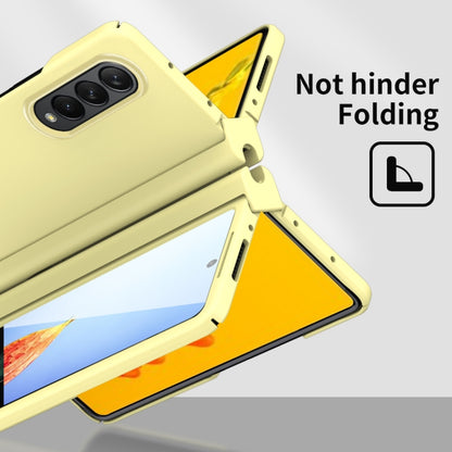 For Samsung Galaxy Z Fold4 Macaron Hinge Phone Case with Stylus Pen Fold Edition & Protective Film(Yellow) - Galaxy Phone Cases by buy2fix | Online Shopping UK | buy2fix