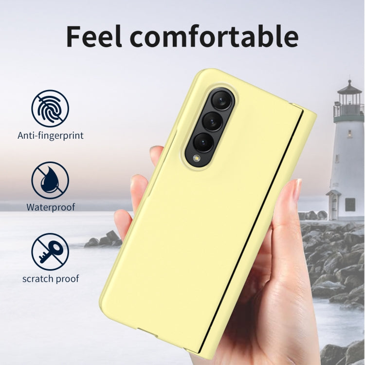 For Samsung Galaxy Z Fold4 Macaron Hinge Phone Case with Stylus Pen Fold Edition & Protective Film(Yellow) - Galaxy Phone Cases by buy2fix | Online Shopping UK | buy2fix