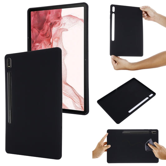 For Samsung Galaxy Tab S8+/Tab S7+/Tab S7 FE Pure Color Liquid Silicone Shockproof Full Coverage Tablet Case(Black) by buy2fix