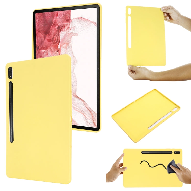 For Samsung Galaxy Tab S8+/Tab S7+/Tab S7 FE Pure Color Liquid Silicone Shockproof Full Coverage Tablet Case(Yellow) by buy2fix