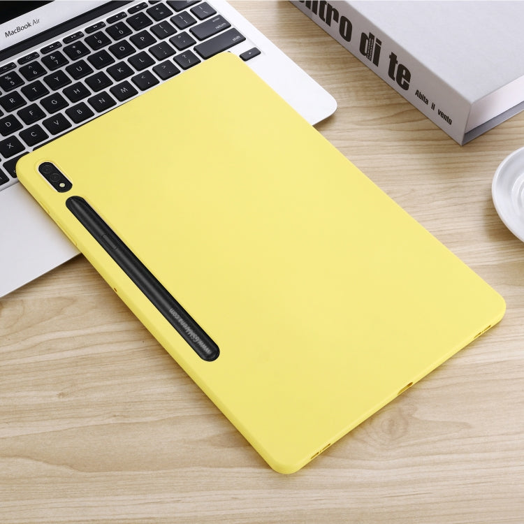 For Samsung Galaxy Tab S8+/Tab S7+/Tab S7 FE Pure Color Liquid Silicone Shockproof Full Coverage Tablet Case(Yellow) by buy2fix