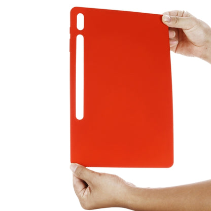 For Samsung Galaxy Tab S8+/Tab S7+/Tab S7 FE Pure Color Liquid Silicone Shockproof Full Coverage Tablet Case(Red) by buy2fix