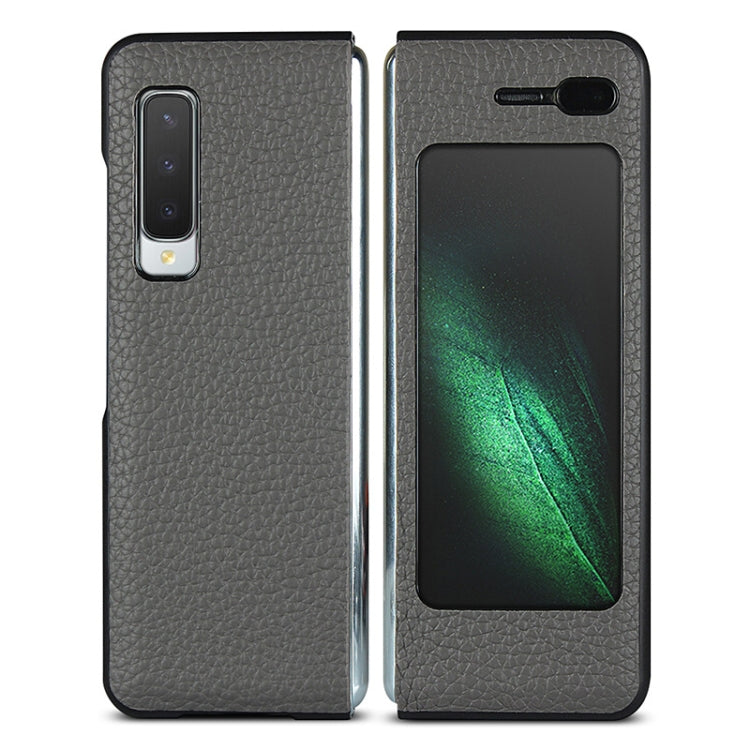 For Galaxy Fold / W2020 Shockproof Full Coverage Litchi Texture Leather Case(Grey) - Galaxy Phone Cases by buy2fix | Online Shopping UK | buy2fix