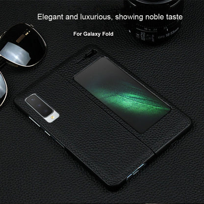 For Galaxy Fold / W2020 Shockproof Full Coverage Litchi Texture Leather Case(Grey) - Galaxy Phone Cases by buy2fix | Online Shopping UK | buy2fix