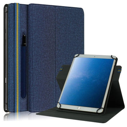 For 10 inch Cloth Texture 360 Rotation Horizontal Flip Universal Tablet PC Leather Case with Pen Slot(Blue) - 10 - 11 inch by buy2fix | Online Shopping UK | buy2fix