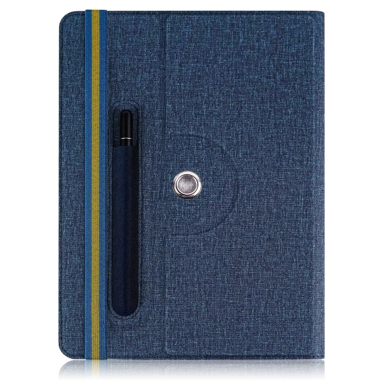 For 10 inch Cloth Texture 360 Rotation Horizontal Flip Universal Tablet PC Leather Case with Pen Slot(Blue) - 10 - 11 inch by buy2fix | Online Shopping UK | buy2fix