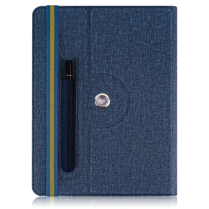For 10 inch Cloth Texture 360 Rotation Horizontal Flip Universal Tablet PC Leather Case with Pen Slot(Blue) - 10 - 11 inch by buy2fix | Online Shopping UK | buy2fix