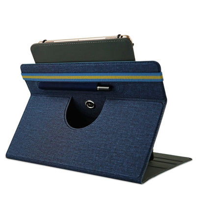 For 10 inch Cloth Texture 360 Rotation Horizontal Flip Universal Tablet PC Leather Case with Pen Slot(Blue) - 10 - 11 inch by buy2fix | Online Shopping UK | buy2fix