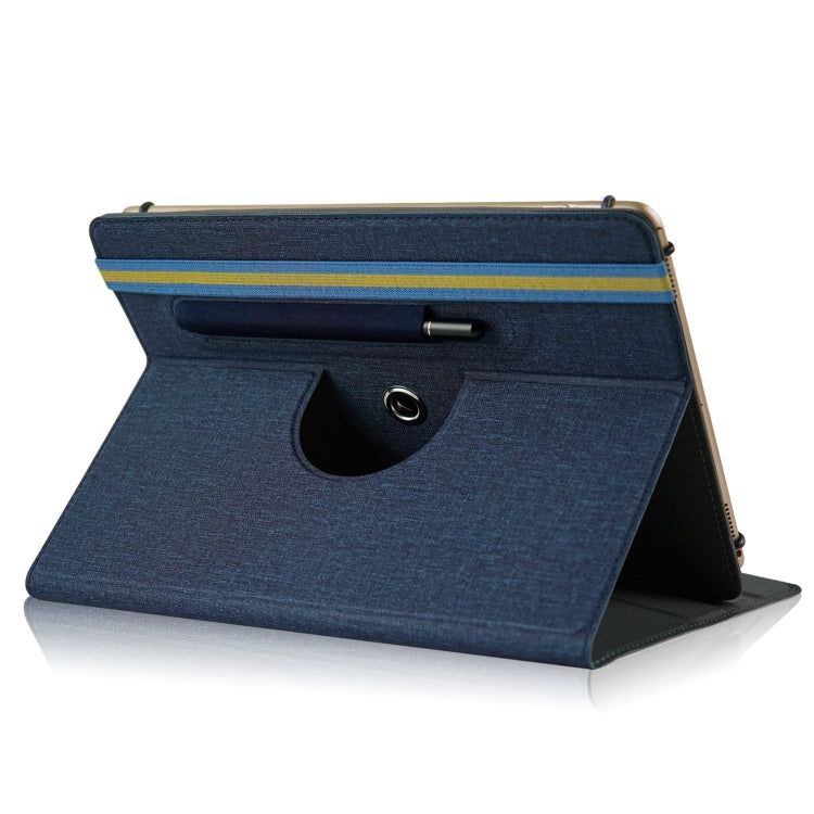 For 10 inch Cloth Texture 360 Rotation Horizontal Flip Universal Tablet PC Leather Case with Pen Slot(Blue) - 10 - 11 inch by buy2fix | Online Shopping UK | buy2fix