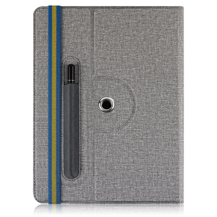 For 10 inch Cloth Texture 360 Rotation Horizontal Flip Universal Tablet PC Leather Case with Pen Slot(Grey) - 10 - 11 inch by buy2fix | Online Shopping UK | buy2fix