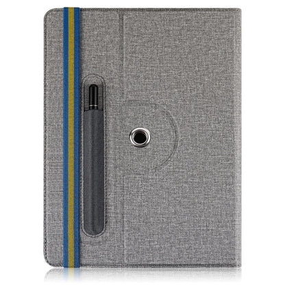 For 10 inch Cloth Texture 360 Rotation Horizontal Flip Universal Tablet PC Leather Case with Pen Slot(Grey) - 10 - 11 inch by buy2fix | Online Shopping UK | buy2fix
