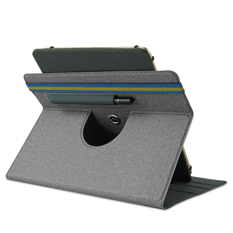 For 10 inch Cloth Texture 360 Rotation Horizontal Flip Universal Tablet PC Leather Case with Pen Slot(Grey) - 10 - 11 inch by buy2fix | Online Shopping UK | buy2fix