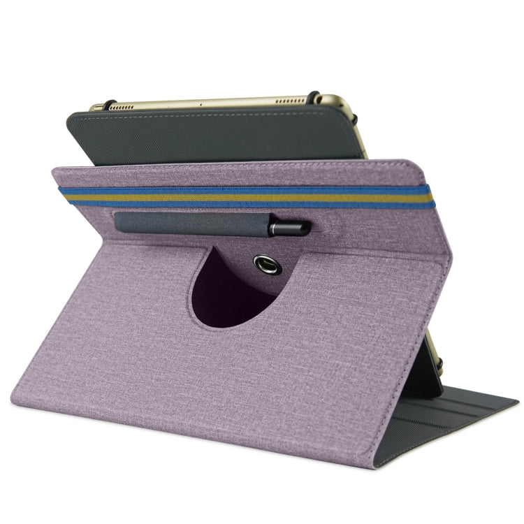 For 10 inch Cloth Texture 360 Rotation Horizontal Flip Universal Tablet PC Leather Case with Pen Slot(Purple) - 10 - 11 inch by buy2fix | Online Shopping UK | buy2fix