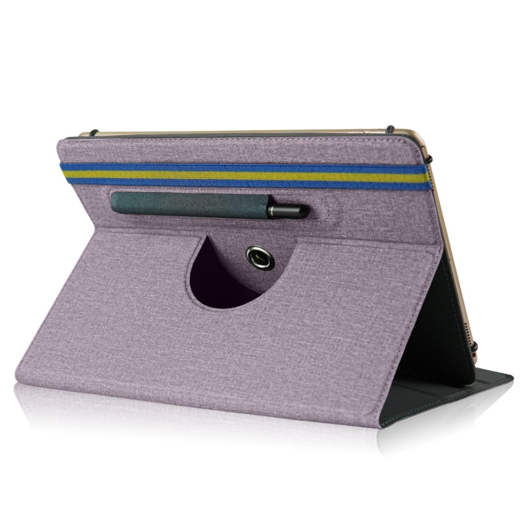 For 10 inch Cloth Texture 360 Rotation Horizontal Flip Universal Tablet PC Leather Case with Pen Slot(Purple) - 10 - 11 inch by buy2fix | Online Shopping UK | buy2fix