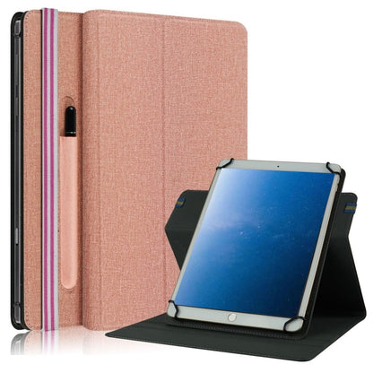 For 10 inch Cloth Texture 360 Rotation Horizontal Flip Universal Tablet PC Leather Case with Pen Slot(Rose Gold) - 10 - 11 inch by buy2fix | Online Shopping UK | buy2fix