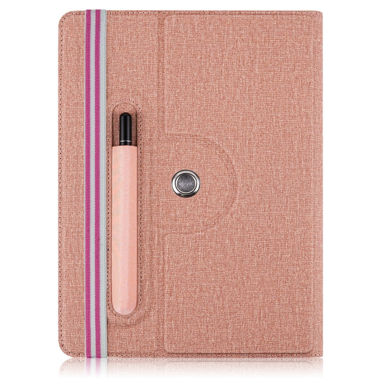 For 10 inch Cloth Texture 360 Rotation Horizontal Flip Universal Tablet PC Leather Case with Pen Slot(Rose Gold) - 10 - 11 inch by buy2fix | Online Shopping UK | buy2fix