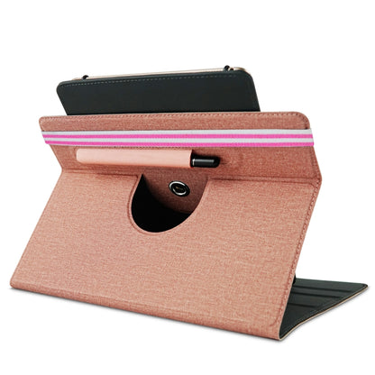 For 10 inch Cloth Texture 360 Rotation Horizontal Flip Universal Tablet PC Leather Case with Pen Slot(Rose Gold) - 10 - 11 inch by buy2fix | Online Shopping UK | buy2fix