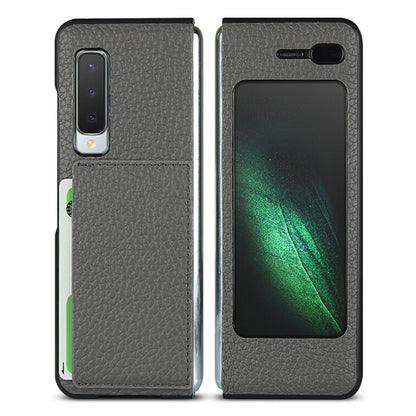 For Galaxy Fold / W2020 Shockproof Full Coverage Litchi Texture Leather Case with Card Slot(Grey) - Galaxy Phone Cases by buy2fix | Online Shopping UK | buy2fix