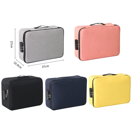 Large Capacity Multi-layers Foldable Fabric Document Storage Bag, Specification:Three Layers-Locked(Black) by buy2fix