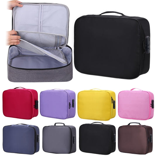 Multifunctional Thickened Large-capacity Document Storage Bag, Specification:Three Layers with Password Lock(Coffee) by buy2fix