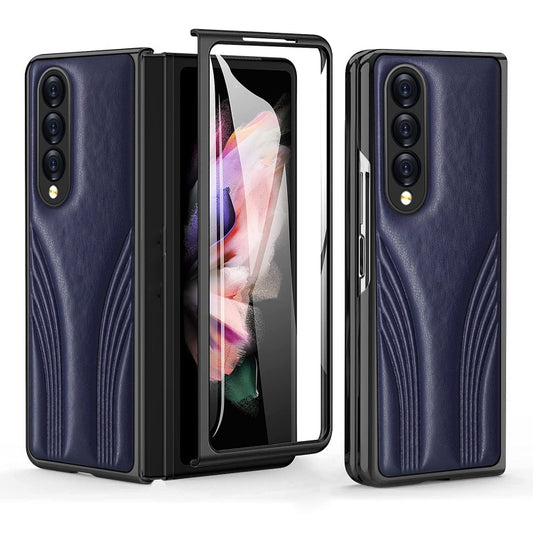 For Samsung Galaxy Z Fold4 Embossed Folding Phone Case(Blue) - Galaxy Z Fold4 5G Cases by buy2fix | Online Shopping UK | buy2fix
