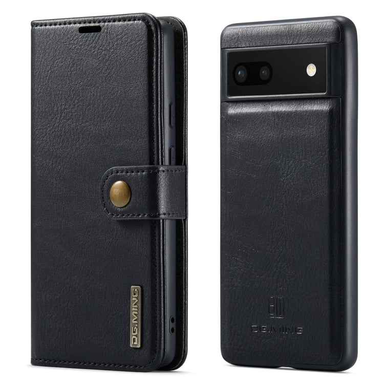 For Google Pixel 6A DG.MING Crazy Horse Texture Detachable Magnetic Leather Phone Case(Black) by DG.MING