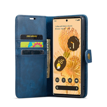 For Google Pixel 7 Pro DG.MING Crazy Horse Texture Detachable Magnetic Leather Phone Case(Blue) by DG.MING